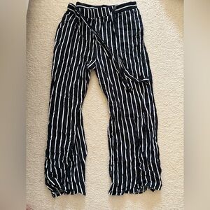 Black and White Striped Wide Leg Pants